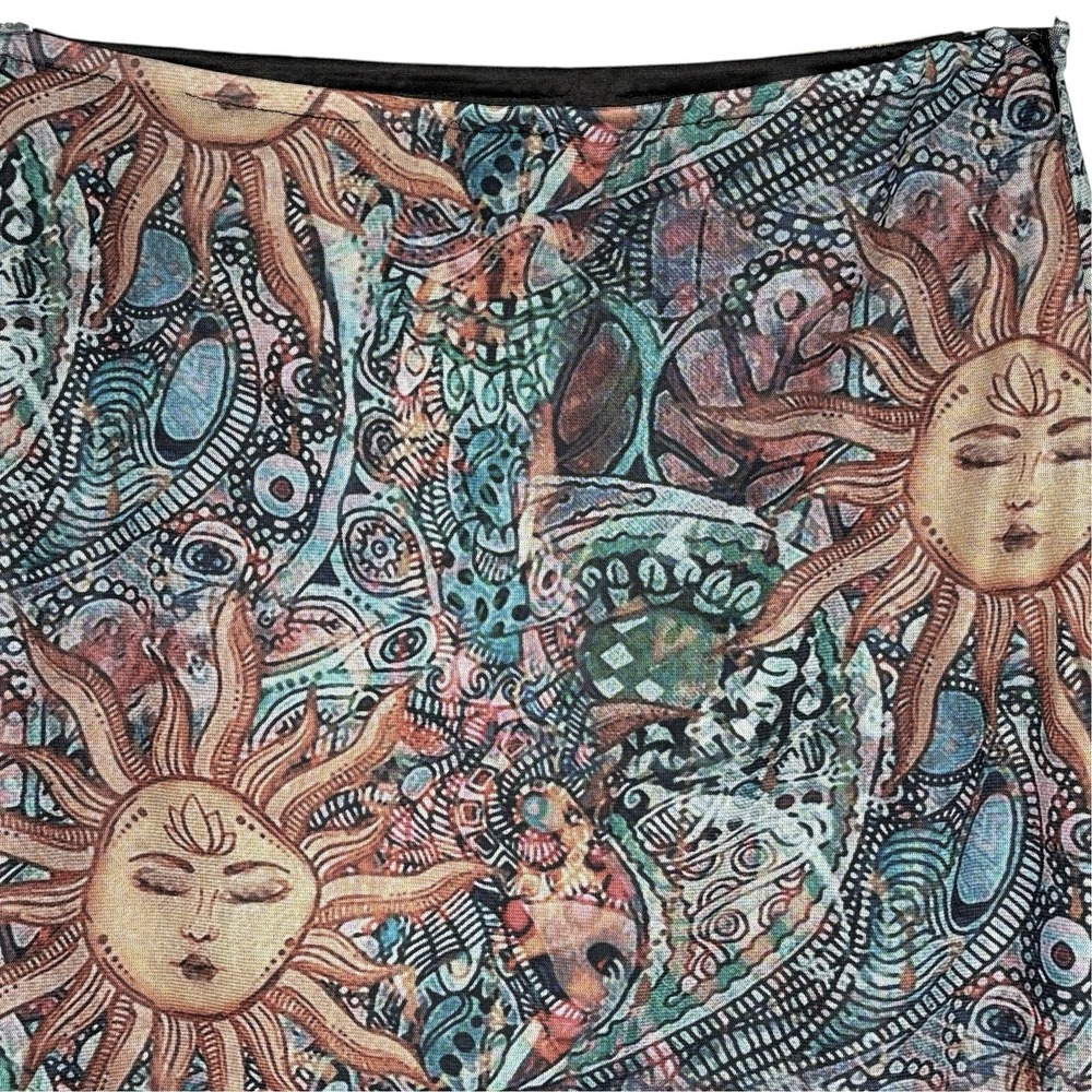 Y2k Fairy Celestial Mini Skirt M Boho Mesh Going Out Statement Concert Stretch - Picture 3 of 10